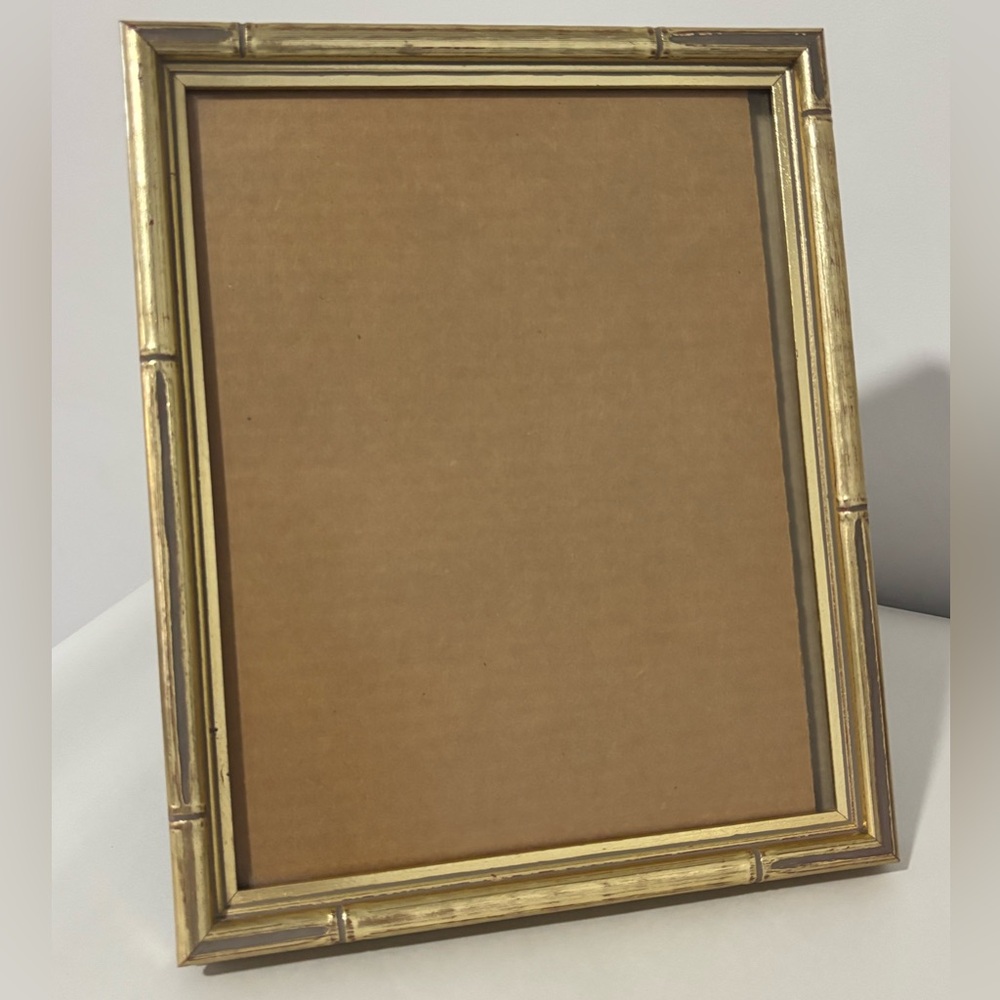 Vtg Gold Gilt Faux Bamboo Photo Picture Frame 8x10 Asian Inspired